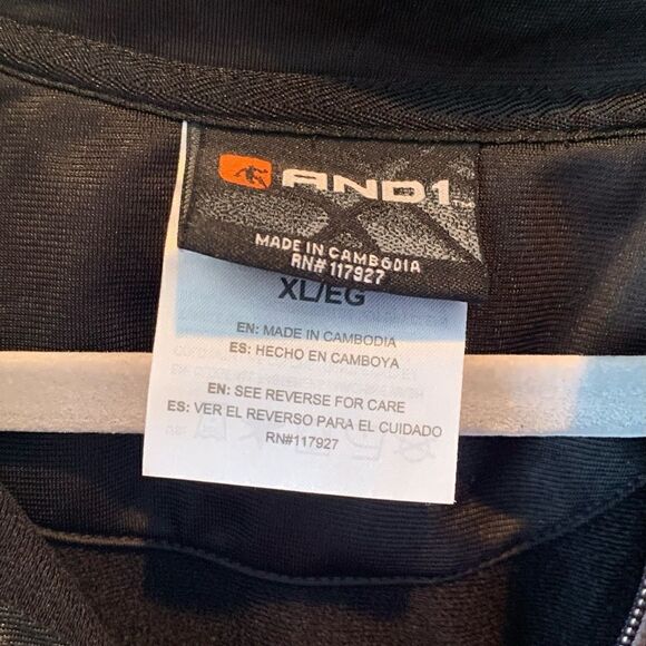 AND1 Mens XL Black Track Suit Jumper Full Zip Up Jacket New With Tags - Picture 4 of 4